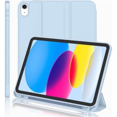 Imagem de Popshope Capa Smart Flip PREMIUM para iPad 10.9" 2022/11" A16 2025, Proteção Anti-Impacto, Suporte para Apple Pencil, Tampa Magnética com Função Sleep (Azul Claro)