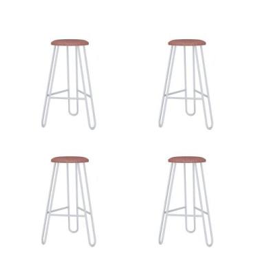 Imagem de Conjunto 4 Banquetas Altas Ginger com Estrutura Branca - Metalig