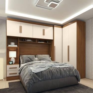 Imagem de Guarda-roupa Modulado 3 Peças 3 Portas 3 Gavetas com Maleiro Smart Plus Cinamomo/Off White