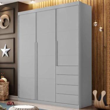 Imagem de Roupeiro Infantil Pérola 3 Portas 4 Gavetas Cinza - Phoenix Baby