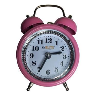 Imagem de Relógio Despertador Analógico Retrô Vintage Cor Rosa - Elite
