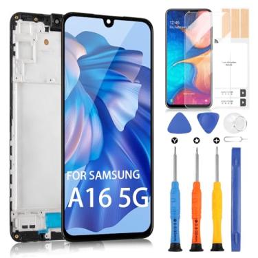 Imagem de Tela de substituição OLED para Samsung Galaxy A16 5G para Samsung A16 5G Display LCD Touchscreen Digitalizador Assembléia SM-A166B SM-A166P (preto com moldura, suporte para impressão digital, não para