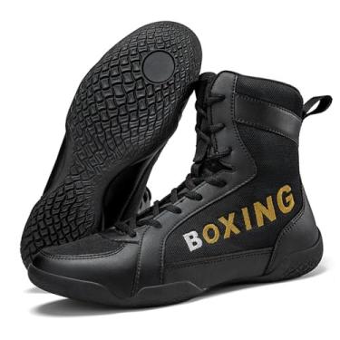 Imagem de Calçados Masculinos para Boxe e Luta Livre - Cano Alto Tênis para competições de luta de lutadores, botas respiráveis treinamento de fitness luta livre