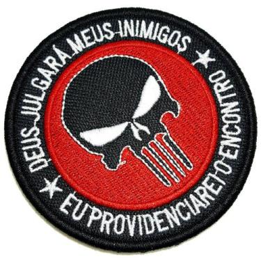 Imagem de Caveira Deus Julgará Patch Bordado Fecho Contato Para Camisa - BR44