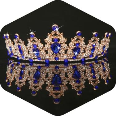 Imagem de Kamirola - Coroa de rainha e tiara coroa de princesa para mulheres e meninas (01) (ouro azul)