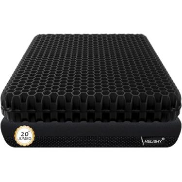 Imagem de Almofada de assento de gel de 50,8 cm para alívio de pressão prolongada - Almofadas de gel jumbo e grossas para cadeiras de escritório - Almofada para alívio da dor no cóccix, ciática e suporte para