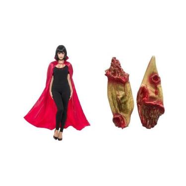 Imagem de Fantasia diabinha diabo capa e orelha latex adulto halloween - MC PRES