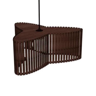 Imagem de Luminária Pendente Trevo Modelo Ripado Marrom - LENOBRE, Bivolt