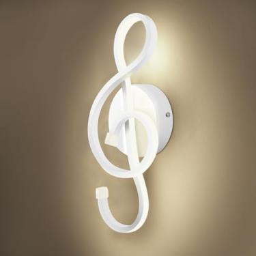 Imagem de Kawell Luminária de parede interna de 22 W moderna LED lâmpada de parede criativa símbolo musical decoração artística para quarto café sala de estar lounge corredor escadas, branco 4500K