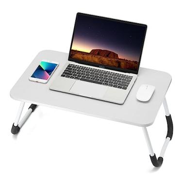 Imagem de Ruxury Mesa dobrável de colo para laptop, bandeja de mesa para cama, mesa de café da manhã, mini mesa portátil e leve para sofá e chão - - branca