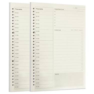 Imagem de Zelten Pacote com 2 B5, 120 folhas/240 páginas, plano de tempo, folhas soltas de papel perfurado, refil para fichário de 26 furos, organizador pessoal, diário, caderno, planejador recarregável