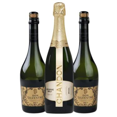 Imagem de Kit 3 Espumantes 1 Chandon Réserve Brut + 2 Don Silvestre Brut