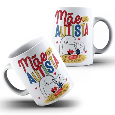 Imagem de Caneca Xícara de Porcelana Cerâmica Personalizada Com Estampa Campanha Abril Azul Autismo Mãe de Autista Pai de Autista MD3 (Padrão, AUTISMO 3 - MÃE)