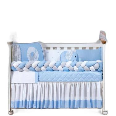 Imagem de Kit Trançado Para Berço Masculino 14 Peças Modelo Elefante