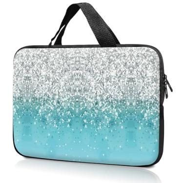 Imagem de Bolsa com alça para laptop de 14 polegadas e 38 cm, bolsa para computador, 36 cm e 39 cm, capa compatível com Dell, Lenovo, Toshiba HP, Asus Notebook Messenger - Glitter azul
