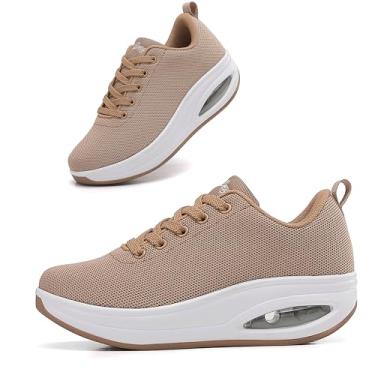 Imagem de Oude Tênis De Caminhada Feminino Khaki, Durável, Calçado Trabalho Para Mulheres, Fácil Calçar, Sola Balanço Com Amortecimento Ar 2" Tamanho 9