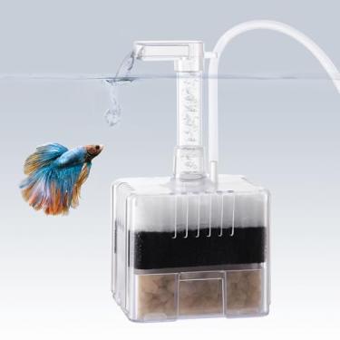 Imagem de VILLNO Mini filtro de esponja de aquário movido a ar, filtro de esponja de canto para aquário de 1 a 10 galões com vários meios de filtro, para peixes pequenos, betta, camarão, fritura