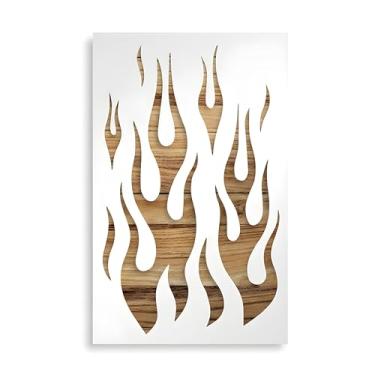Imagem de 12,7 x 20,3 cm Flames Fire Custom Cut Stencil Arts and Crafts Scrapbooking Pintura na parede, vidro de madeira e mais estêncil reutilizável STENCILAIR