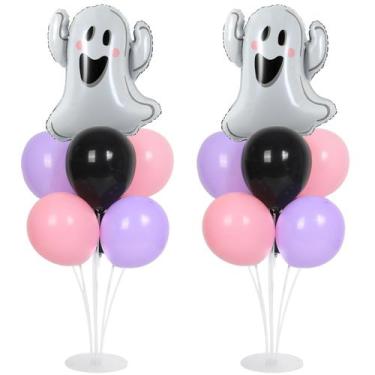 Imagem de Kit de suporte para balões Halloween Ghost Party, 2 conjuntos com pape