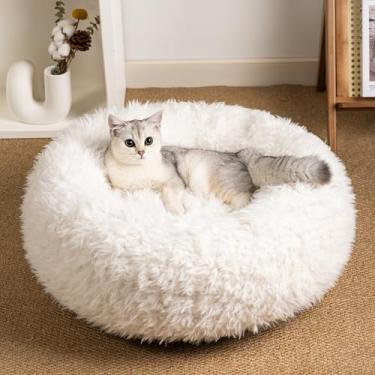 Imagem de KHONSU PET Cama de cachorro calmante donut para filhotes e gatos, abraçadeira redonda de pelúcia com espuma viscoelástica picada, suporte anti-ansiedade para cães pequenos, lavável na máquina e