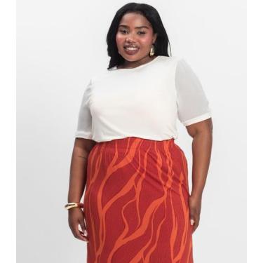 Imagem de Blusa Feminina Infinita Cor Bege, Plus G2, Bege