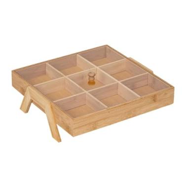 Imagem de ＫＬＫＣＭＳ Bandeja para lanches, salgadinhos, frutas secas, prato com tampa transparente, sobremesa multiuso, prato de frutas e vegetais, bandeja para, 9 Grades