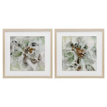 Imagem de Stupell Industries Abstração floral reminiscente 2 peças impressão emoldurada bétula sob o conjunto de vidro, design por Liz Jardine, 13 x 13