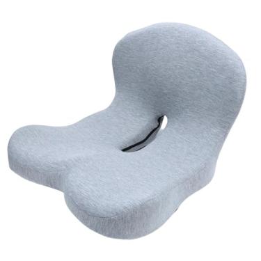 Imagem de Fockety Almofada de assento com suporte lombar, almofada ergonômica de espuma viscoelástica para cadeira de escritório para alívio de dores nas costas, ciática, cóccix e cóccix