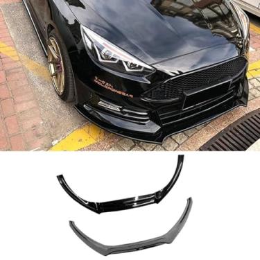 Imagem de Difusor de lábio de spoiler de para-choque dianteiro de carro compatível com Focus MK3.5 ST RS 2015-2018 capa protetora de para-choque acessórios para carro (preto brilhante)