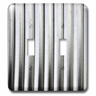 Imagem de 3D Rose LSP_223451_2 Interruptor de interruptor duplo de metal corrugado prateado