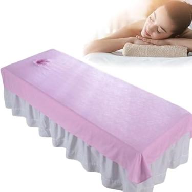 Imagem de Ouliget Lençóis de mesa de massagem à prova d'água à prova de óleo com orifício, capa de cama de spa macia e limpável, capa de descanso para mesas de massagem com estampa de rosas para spa e salões de