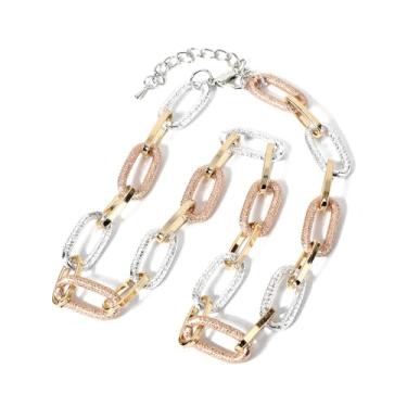 Imagem de HWJQ Colar de corrente oval grossa grossa para mulheres, colar colorido de elos de corrente, gargantilha banhada a ouro, prata, corrente cubana, colar de declaração Y2k Jewelry, Middle, Zinco, Sem