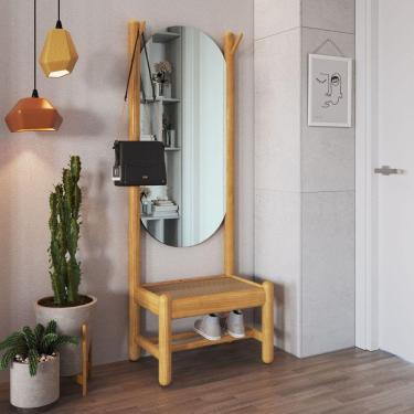 Imagem de Mancebo com Espelho Madeira Maciça Junco Artemobili Amendoa