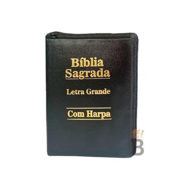 Imagem de Bíblia Sagrada Letra Grande Com Harpa Com Zíper Cor Preta