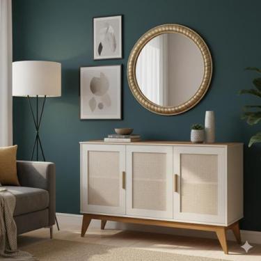 Imagem de Buffet Aparador Balcao 3 Portas Com Tela 1.30cm Andorra Edn, Off White