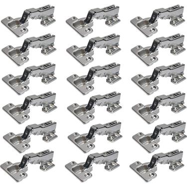 Imagem de Kit 18 Dobradiça 35Mm Curva Pistão Amortecedor Calço Slideon