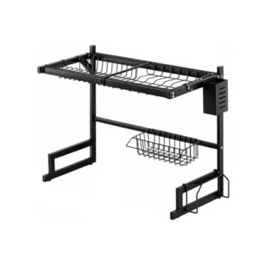 Imagem de Escorredor de Louça Suspenso, Preto, 65cm, Organizador Vertical para Pia, Suporte para Pratos, Talheres e Utensílios de Cozinha (85)