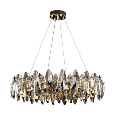 Imagem de Lustre de cristal moderno de luxo redondo dourado lustre de teto para sala de estar decoração de casa dia60cm