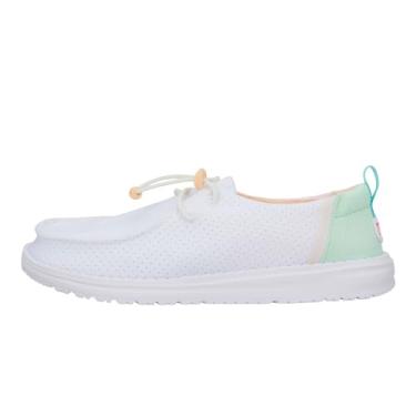 Imagem de Hey Dude Tênis esportivo feminino Wendy Perf | Sapatos femininos | Mocassins sem cadarço | Confortável e leve, Branco, 36