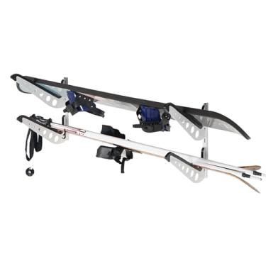 Imagem de JUSTOOP 2 suportes de parede para prancha de snowboard, rack de armazenamento ajustável para esqui, prancha de surf, wakeboard, suporte de parede de snowboard, branco