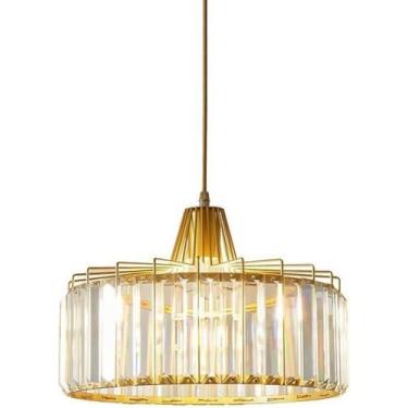 Imagem de Lustre Tambor Luzes Pendentes Preto Redondo Cristal Gaiola de Metal Moderno Teto Pendurado Lâmpada Lustre V-intage Grande Fazenda Pendente Iluminação para Mesa de Jantar Quarto Restaurante,