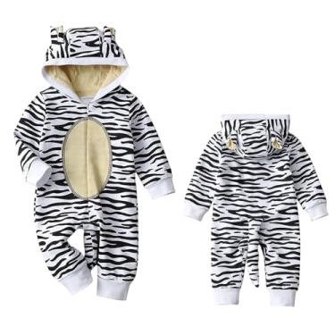 Imagem de AGQT Fantasia de tigre para bebês meninos e meninas desenho 3D animal roupas de Halloween macacão de uma peça com capuz vestido de carnaval cosplay (branco, 6-9 meses)