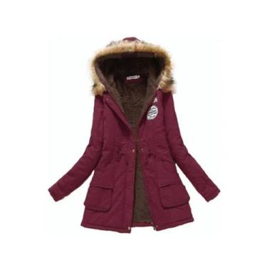 Imagem de Jaqueta Generic Burgundy Chiporro Army, casaco de inverno feminino - L