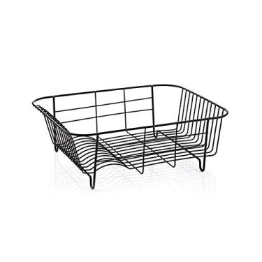 Imagem de AKALNNB Escorredor de louça de cozinha de ferro escorredor de mesa cesta de armazenamento prateleira escorredor de pratos escorredor de pratos organizador de pia de armário (Svart)