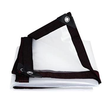 Imagem de Pano de lona transparente à prova d'água espesso PE transparente à prova de chuva à prova de poeira toldo resistente para jardim ao ar livre pátio varanda abrigo lonas resistentes à prova d'água