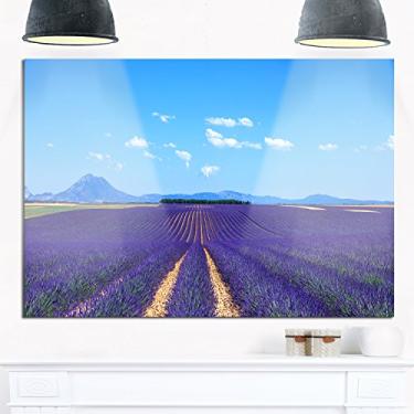 Imagem de Designart Arte de parede de metal com paisagem grande, campos e árvores de lavanda - 71 x 30 cm, 71 x 30 cm
