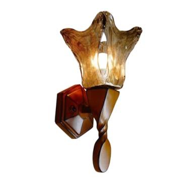 Imagem de MINJING Luminária de parede de resina moderna, luminária de parede interna vintage com sombra de vidro âmbar, luminária de parede rústica para casa de fazenda, luminária retrô para decoração de casa e