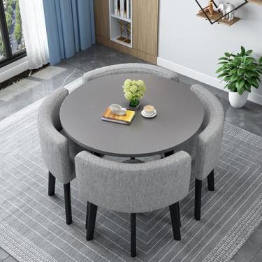 Imagem de Conjunto De Mesa De Jantar Quadrada Redonda C De Linho Com Cadeiras Para Espaço Pequeno 5 Peças Mesa E Cadeiras De Cozinha Modernas Mesas E Cadeiras De Cozinha Economizadoras De Esp, Linen R