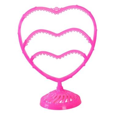 Imagem de Colaxi Suporte para brincos em formato de coração, organizador compacto para decoração de casa, suporte para brincos, bonito para venda em lojas, mesa de, Rosa
