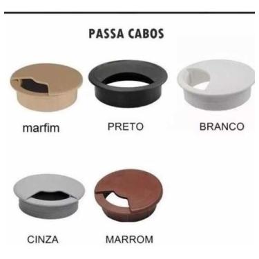 Imagem de Kit Com 5 Passa Fio Cabo Mesa Computador 46mm Cores - ferragens rog